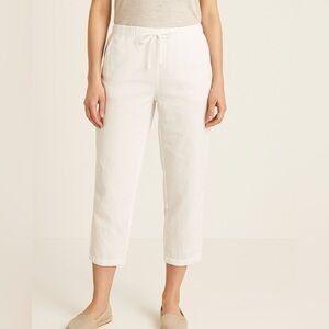 Liz Claiborne Women’s XL Linen Cotton Drawstring Crop Pants White Resortwear